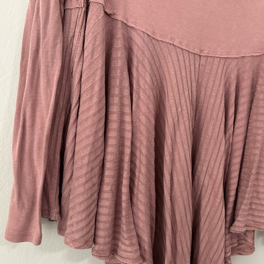 Free People We The Free Mauve Dusty Pink Asymmetrical Tunic Long Sleeve Blouse - Picture 2 of 4